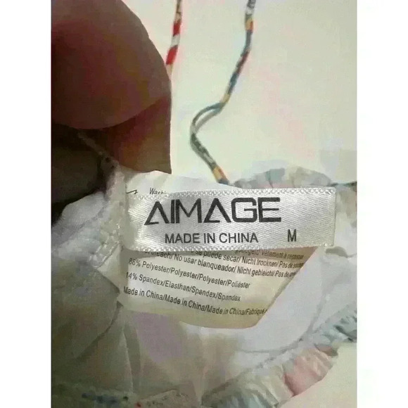 Convertible Floral Smocked Bandeau Halter Bikini Top Wear 2 Ways NWOT Size M - Picture 6 of 6